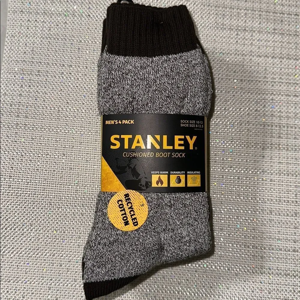 STANLEY Heather Tan Brown Cushioned Soft Cotton Blend Work Boot Socks 4 pk